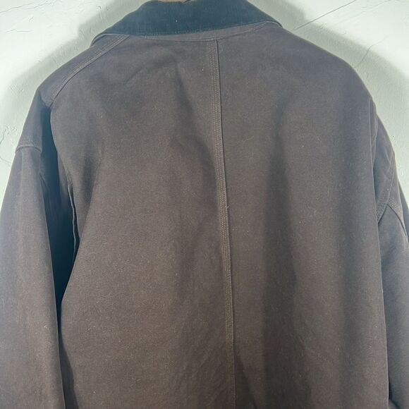 š„š„VintageāCarhartt Detroit Jacket Blanket Lined Button Corduroy Dark Brown 4XL - Picture 9 of 11